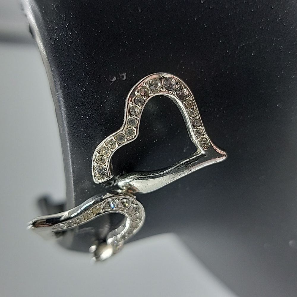 Silver open heart peirce earrings